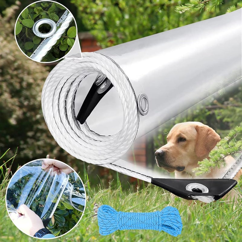 HOLAA Clear Tarp with Grommets,8x10ft Transparent Heavy Duty Water Resistant Tarp Cover with Reinforced Edge,14Mil Thickened Tear Resistant PVC Vinyl Tarpau - Image 5